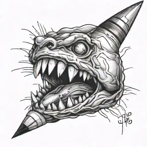 crayon with bite taken tattoo design idea