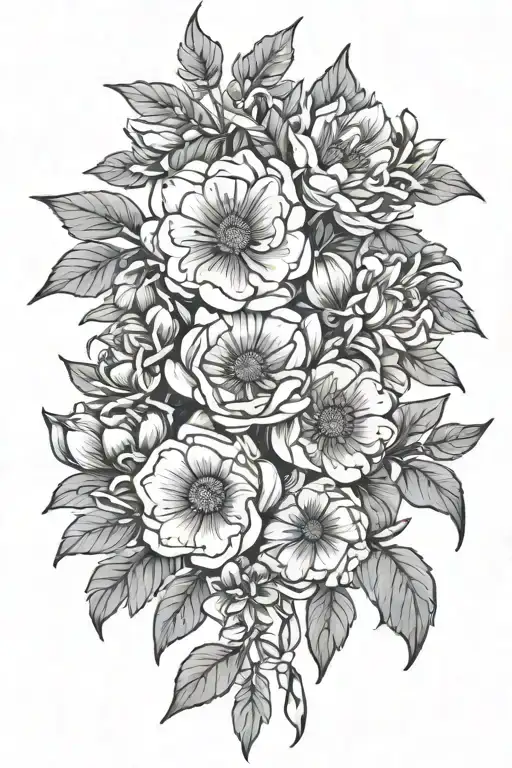 January, March, April, June, September, October, November, December birth flower tattoo  tattoo design idea