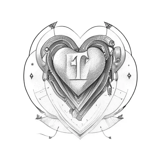 heart shape with the letters T and K tattoo design idea