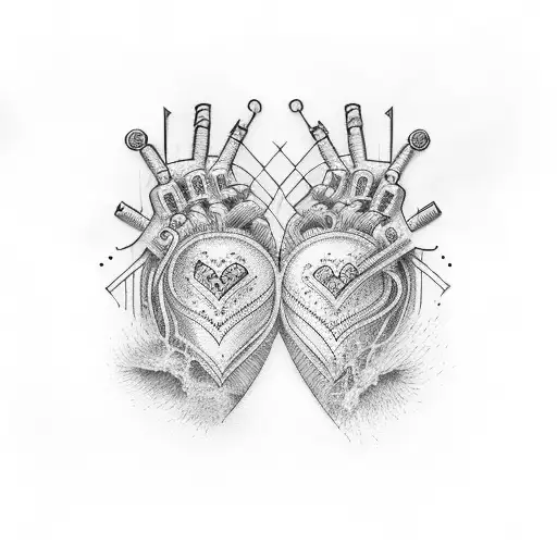 "T&K" in a heart outline tattoo design idea