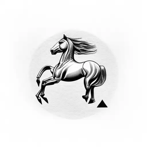 horse with a horseshoe tattoo design idea