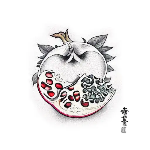pomegranate in fire  tattoo design idea