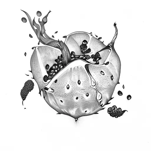 pomegranate and fire  tattoo design idea