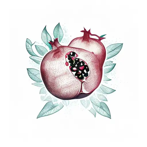 pomegranate on fire  tattoo design idea