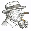 dove wearing a trilby hat smoking a big cigar in a uk style tattoo design idea