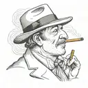 dove wearing a trilby hat smoking a big cigar in a uk style tattoo design idea