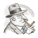 dove wearing a trilby hat smoking a big cigar in a uk style tattoo design idea