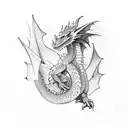 dragon under a tree tattoo design idea