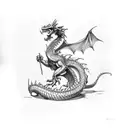 dragon under a tree tattoo design idea