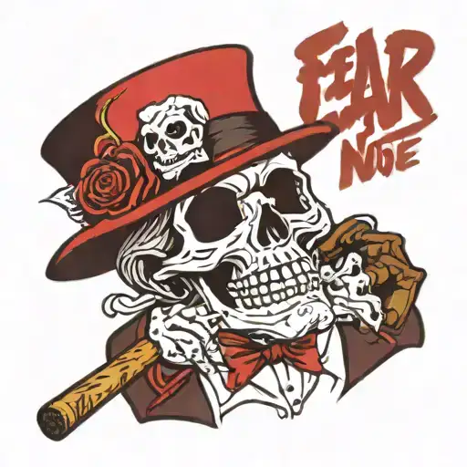 mafia, skull, cigar loyalty and respect all fear none tattoo design idea