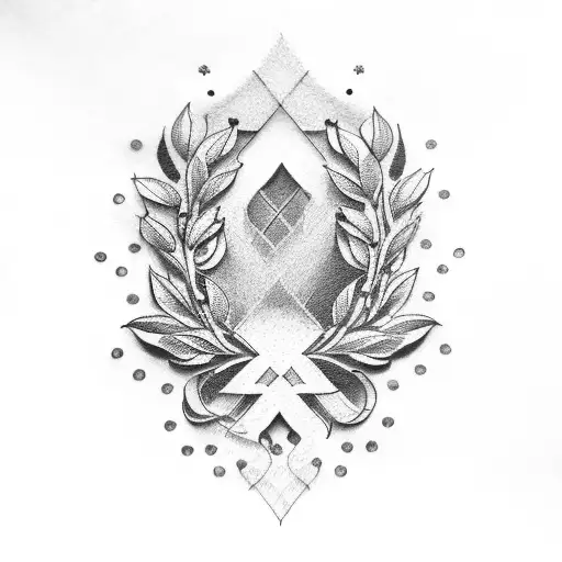 laurel wreath with victory in the middle tattoo design idea