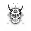 skull with devil horns tattoo design idea