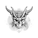 skull with devil horns tattoo design idea