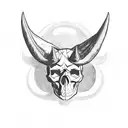 skull with devil horns tattoo design idea