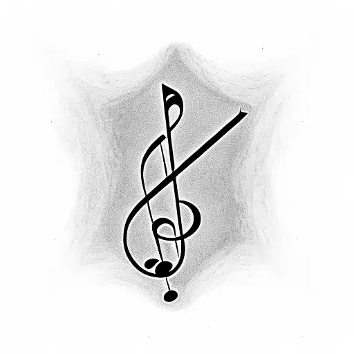 A black-grey tattoo of a music note intertwined with a hiking trail tattoo design idea