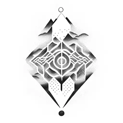 An intricate dotwork tattoo of musical notes forming a mountain range silhouette. tattoo design idea