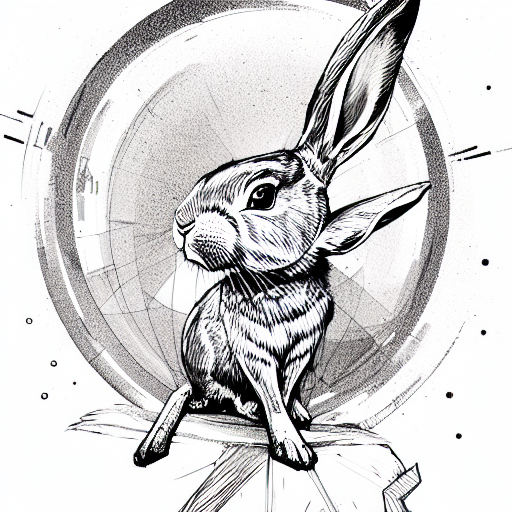 rabbit surfing tattoo design idea