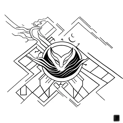 A minimalist tattoo of a soundwave incorporating a cat silhouette tattoo design idea