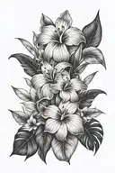 tropical flowers tattoo design idea