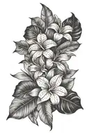 tropical flowers tattoo design idea