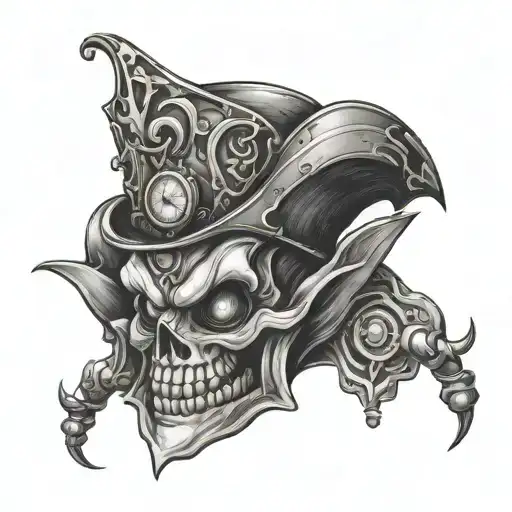 evil jester baby steampunk tattoo design idea