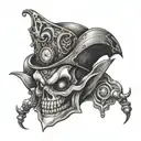 evil jester baby steampunk tattoo design idea