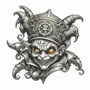 evil jester baby steampunk tattoo design idea