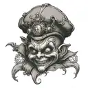 evil jester baby steampunk tattoo design idea
