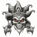 evil jester hat hanging tattoo design idea