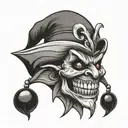 evil jester hat hanging tattoo design idea