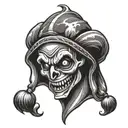 evil jester hat hanging tattoo design idea