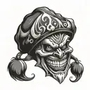 evil jester hat hanging tattoo design idea