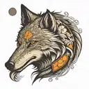 wolf, karma, moon phase tattoo design idea