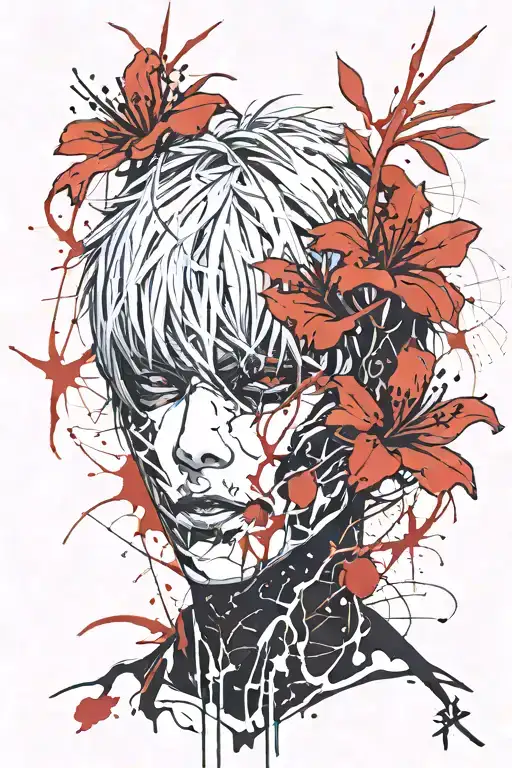 Ken Kaneki red spider lily tattoo design idea