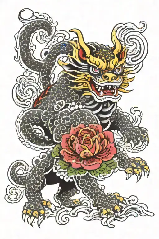fu dog tattoo design idea