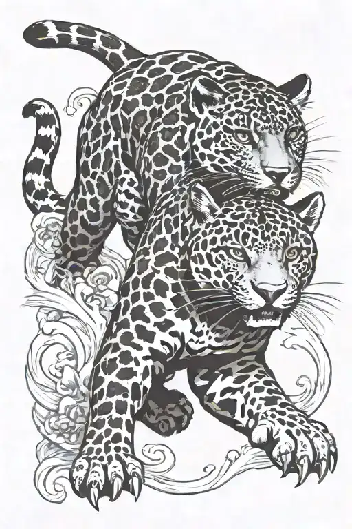 jaguar leaping tattoo design idea