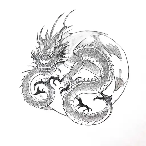 Dragon sleeping tattoo design idea