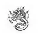 Dragon sleeping in forest tattoo design idea