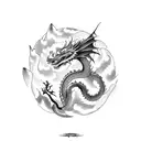 Dragon sleeping in forest tattoo design idea