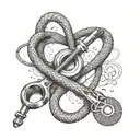 A nurse's stethoscope intertwined with guitar strings, representing a love for music and healthcare tattoo design idea