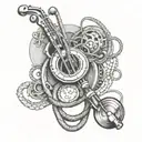 A nurse's stethoscope intertwined with guitar strings, representing a love for music and healthcare tattoo design idea