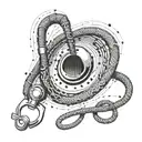 A nurse's stethoscope intertwined with guitar strings, representing a love for music and healthcare tattoo design idea