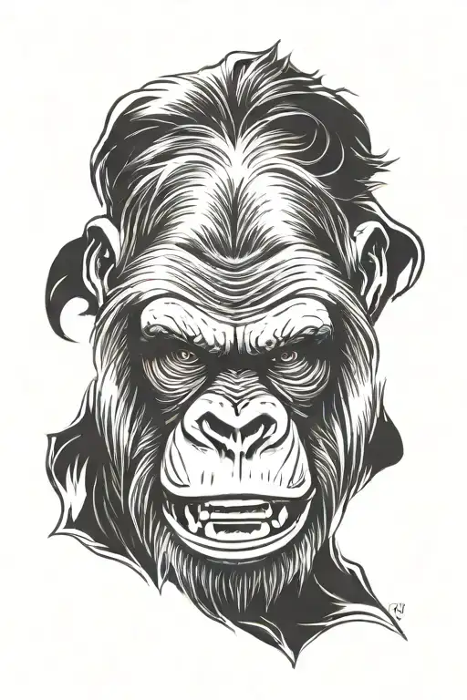 Angry face of gorilla  tattoo design idea