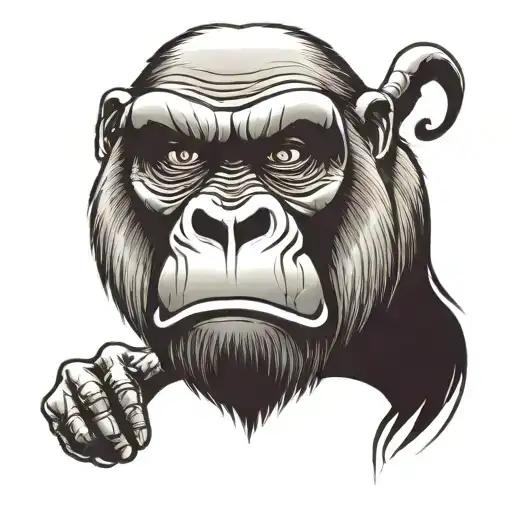 Angry face of gorilla  tattoo design idea