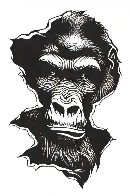 Wild face gorilla   tattoo design idea