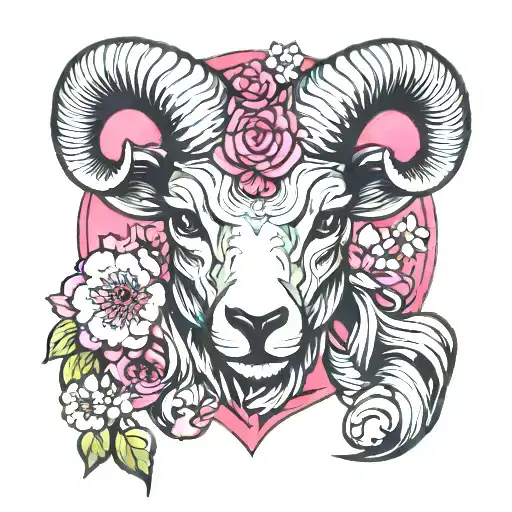 Aries Japanese cherry blossom tattoo design idea