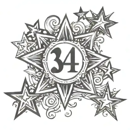 number 3 and 14 stars forming tattoo design idea