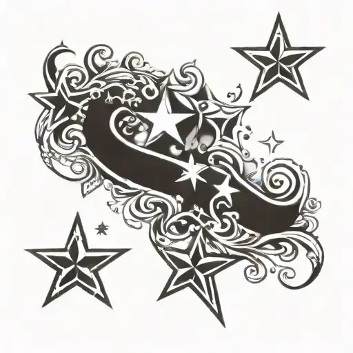 number 3 and 14 stars forming tattoo design idea