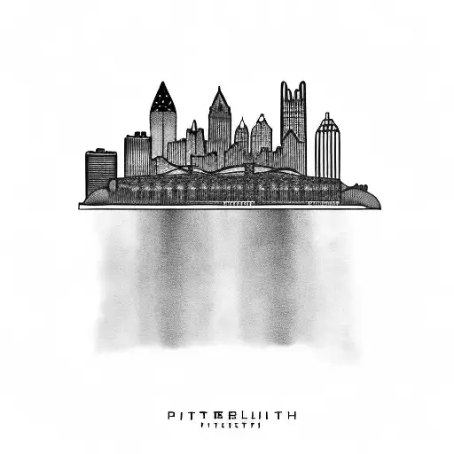 Black and Grey Pittsburgh Art Skyline Tattoo Idea  BlackInk
