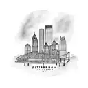 Pittsburgh skyline outline tattoo design idea